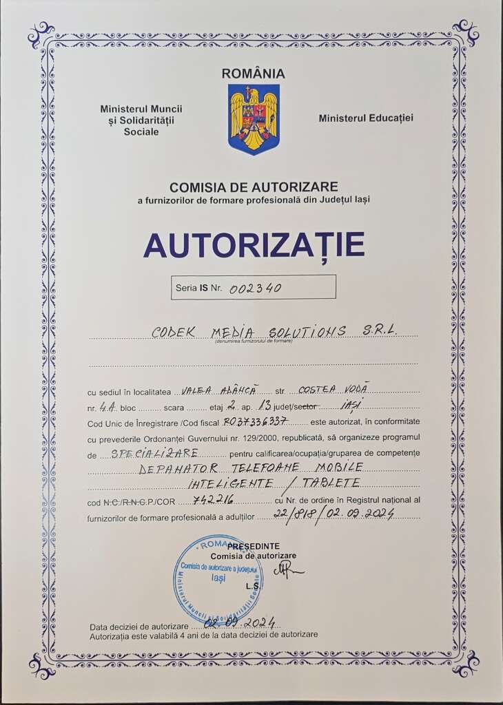 autorizatie academia gsm romania
